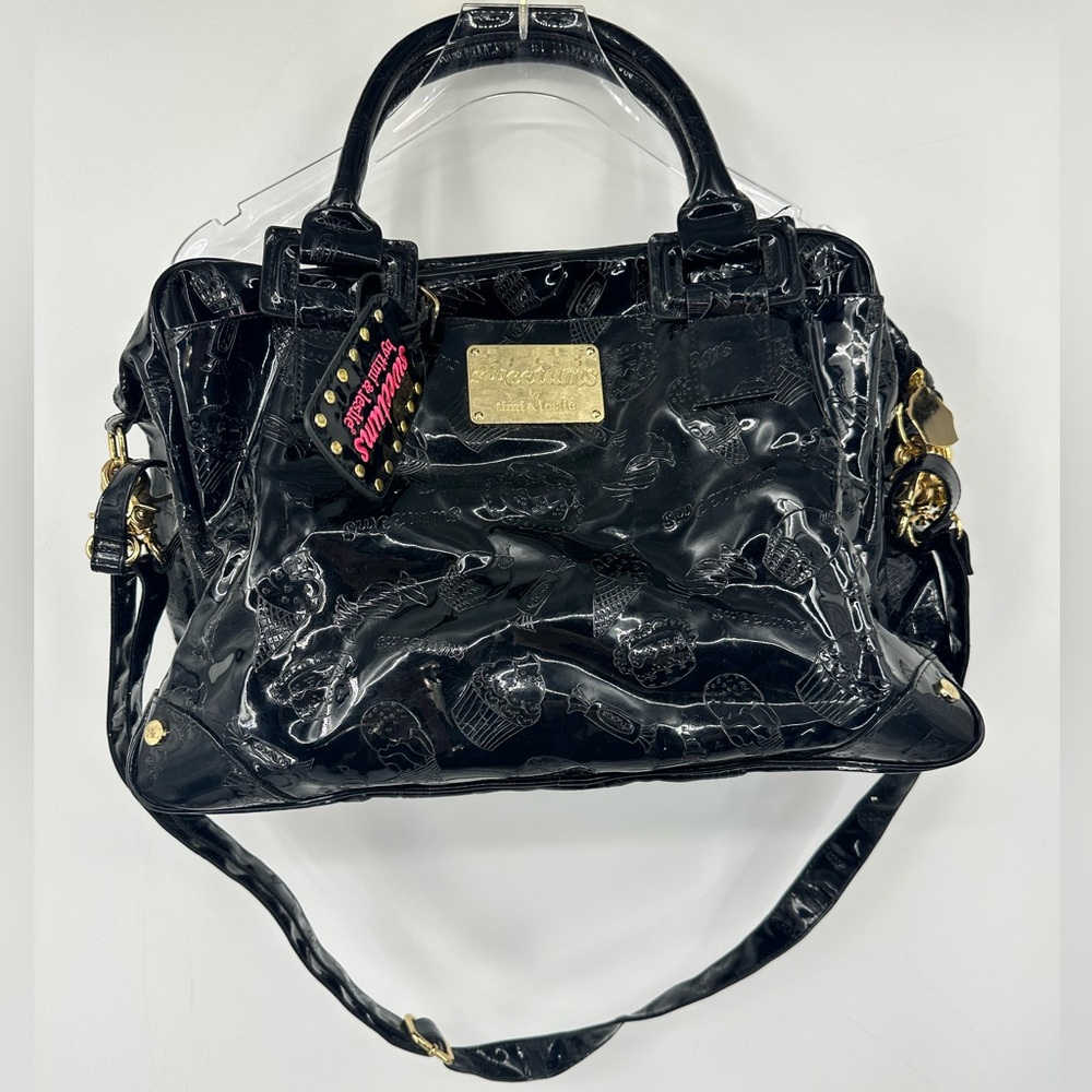 *Sweetums By Timi & Leslie Black Patent Leather Baby Diaper Bag | Bin D